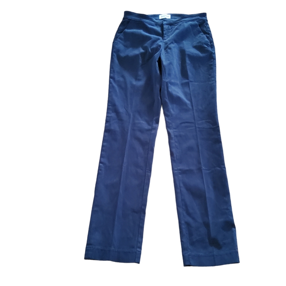 Meritage Slim Straight Leg Chino Trousers Pants Size 2 Navy Blue Brushed Sateen
